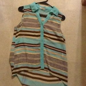 Pearl High/low see through striped top